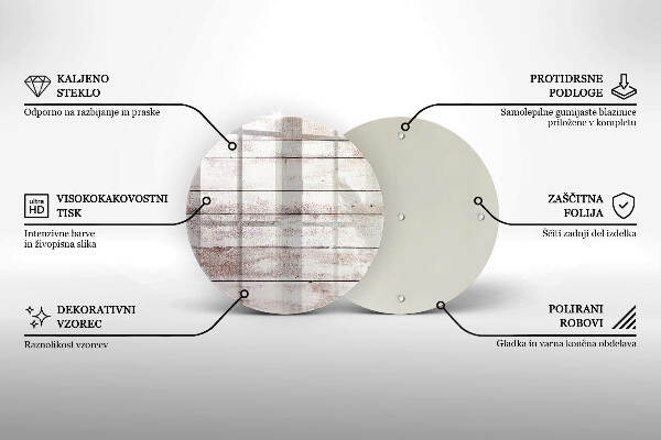 Piatto in vetro per candele con motivo di vecchie assi di legno