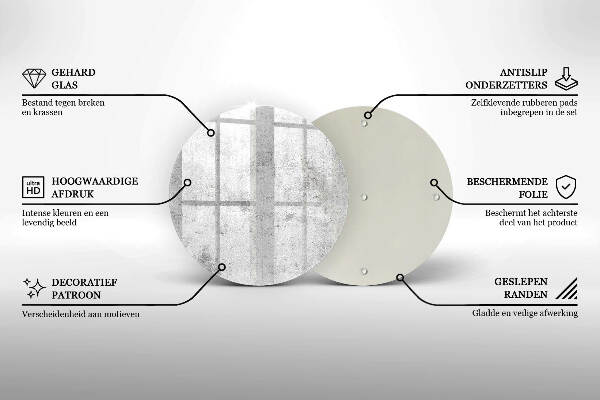 Sottobicchiere in vetro per candele tombali con finitura effetto cemento