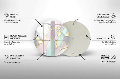 Piatto in vetro per candele con motivo marmo pastello