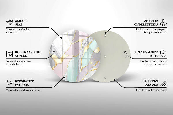 Piatto in vetro per candele con motivo marmo pastello