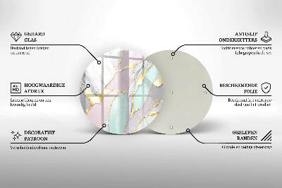Piatto in vetro per candele con motivo marmo pastello