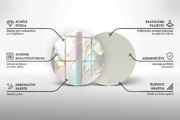 Piatto in vetro per candele con motivo marmo pastello