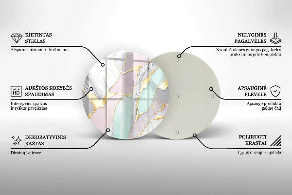 Piatto in vetro per candele con motivo marmo pastello