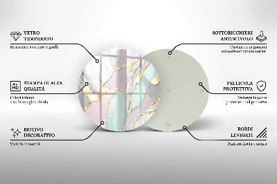Piatto in vetro per candele con motivo marmo pastello