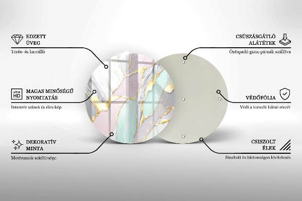 Piatto in vetro per candele con motivo marmo pastello