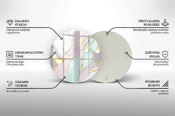 Piatto in vetro per candele con motivo marmo pastello