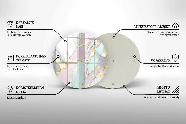 Piatto in vetro per candele con motivo marmo pastello