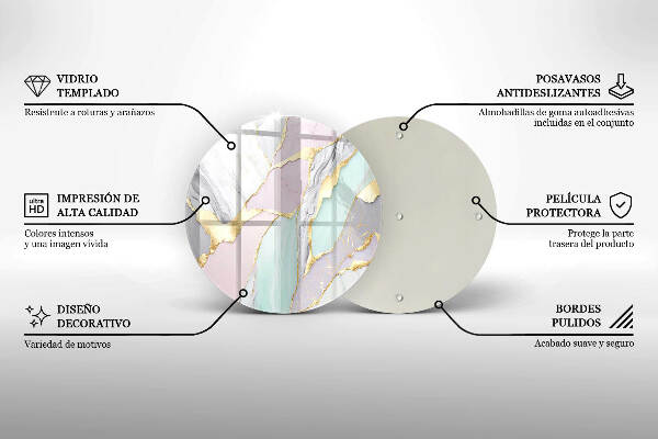 Piatto in vetro per candele con motivo marmo pastello