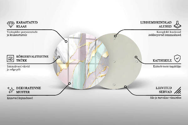 Piatto in vetro per candele con motivo marmo pastello