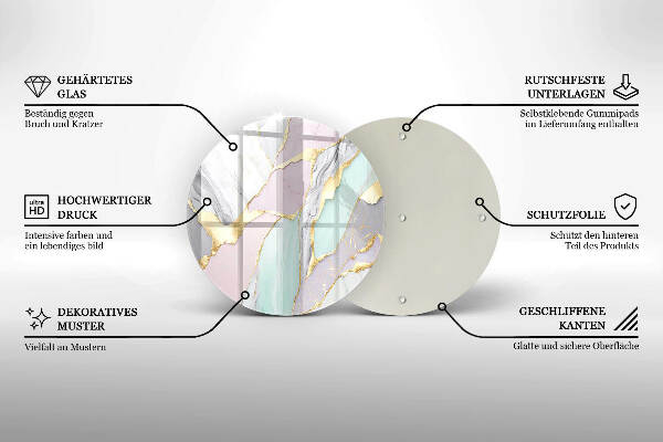 Piatto in vetro per candele con motivo marmo pastello
