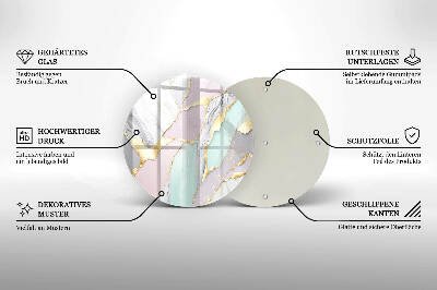Piatto in vetro per candele con motivo marmo pastello