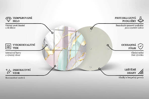 Piatto in vetro per candele con motivo marmo pastello