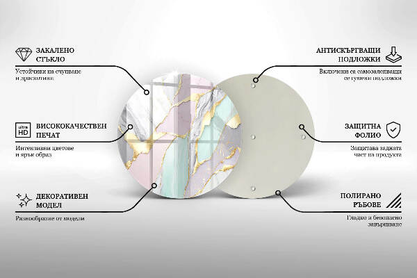 Piatto in vetro per candele con motivo marmo pastello