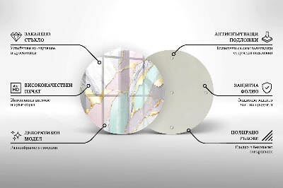 Piatto in vetro per candele con motivo marmo pastello