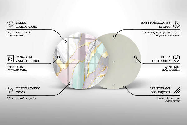 Piatto in vetro per candele con motivo marmo pastello