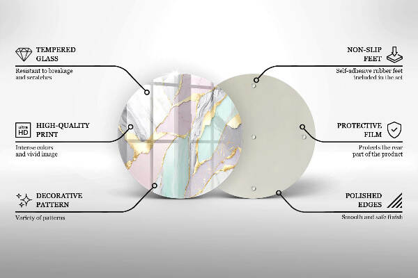 Piatto in vetro per candele con motivo marmo pastello