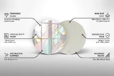 Piatto in vetro per candele con motivo marmo pastello
