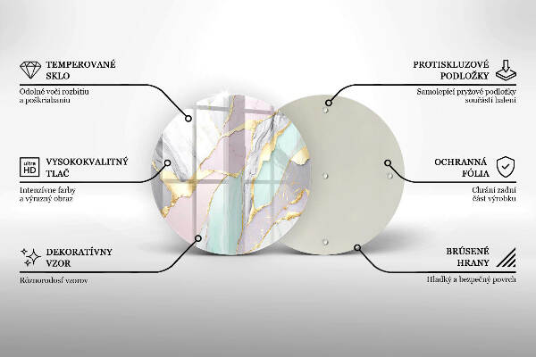 Piatto in vetro per candele con motivo marmo pastello