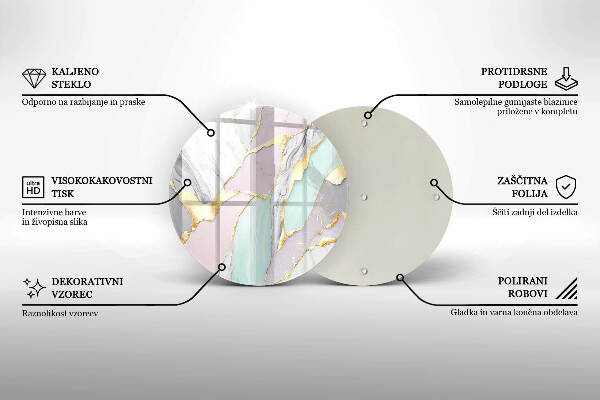 Piatto in vetro per candele con motivo marmo pastello