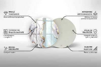 Sottobicchiere in vetro per candele tombali con motivo in marmo pastello