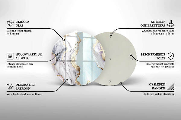 Sottobicchiere in vetro per candele tombali con motivo in marmo pastello