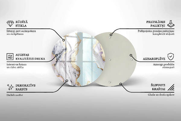 Sottobicchiere in vetro per candele tombali con motivo in marmo pastello