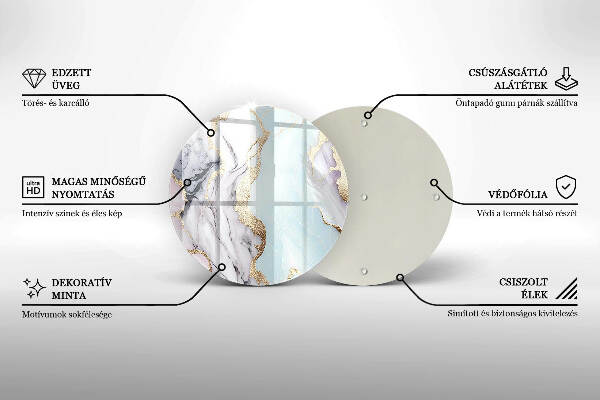 Sottobicchiere in vetro per candele tombali con motivo in marmo pastello