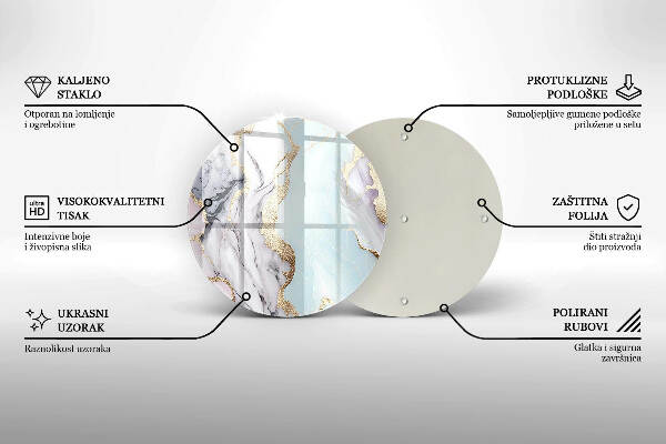 Sottobicchiere in vetro per candele tombali con motivo in marmo pastello