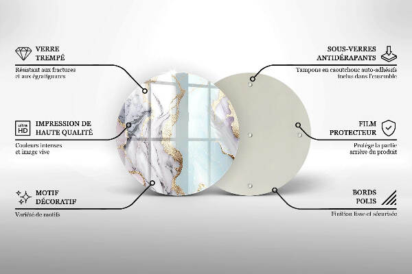 Sottobicchiere in vetro per candele tombali con motivo in marmo pastello