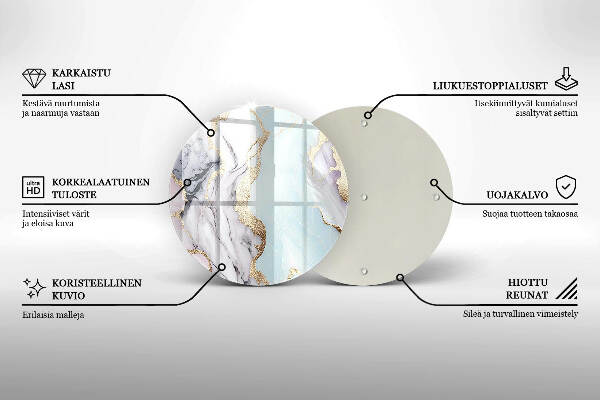 Sottobicchiere in vetro per candele tombali con motivo in marmo pastello