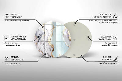 Sottobicchiere in vetro per candele tombali con motivo in marmo pastello