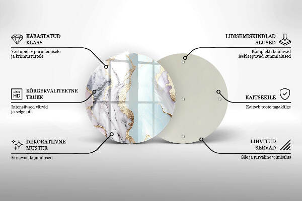 Sottobicchiere in vetro per candele tombali con motivo in marmo pastello