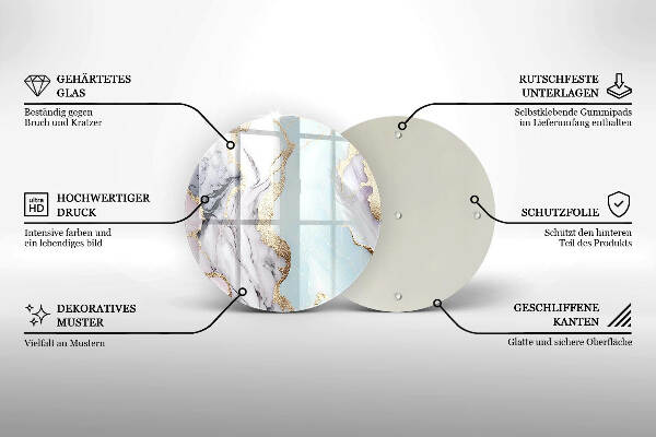 Sottobicchiere in vetro per candele tombali con motivo in marmo pastello