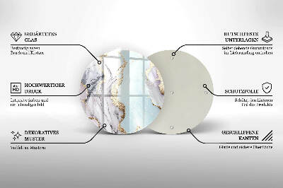 Sottobicchiere in vetro per candele tombali con motivo in marmo pastello