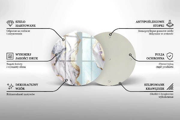 Sottobicchiere in vetro per candele tombali con motivo in marmo pastello