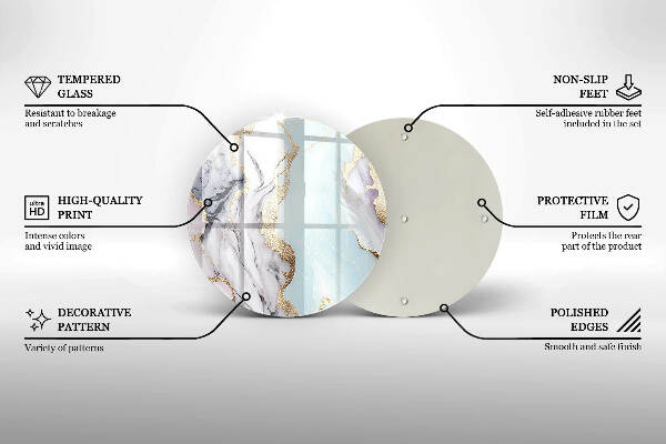 Sottobicchiere in vetro per candele tombali con motivo in marmo pastello