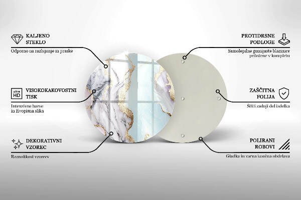 Sottobicchiere in vetro per candele tombali con motivo in marmo pastello