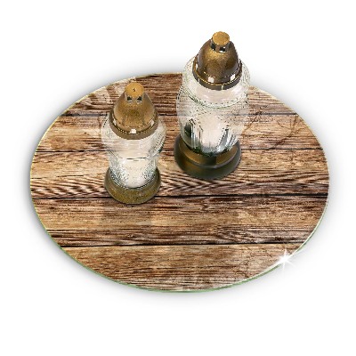 Sottobicchiere in vetro per candele tombali con pannelli dall'effetto legno