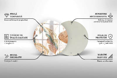 Piatto in vetro per candele con decorazione di piume e foglie in stile boho