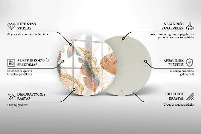 Piatto in vetro per candele con decorazione di piume e foglie in stile boho