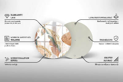 Piatto in vetro per candele con decorazione di piume e foglie in stile boho