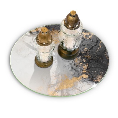 Sottobicchiere in vetro per candele tombali con motivo astratto impreziosito da dettagli dorati