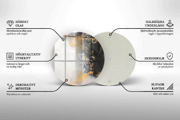 Sottobicchiere in vetro per candele tombali con motivo astratto impreziosito da dettagli dorati