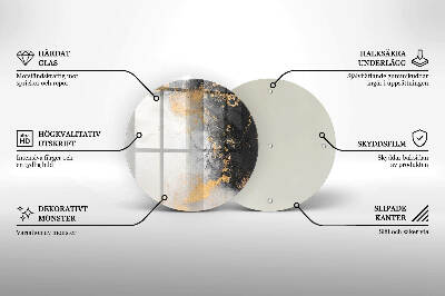 Sottobicchiere in vetro per candele tombali con motivo astratto impreziosito da dettagli dorati