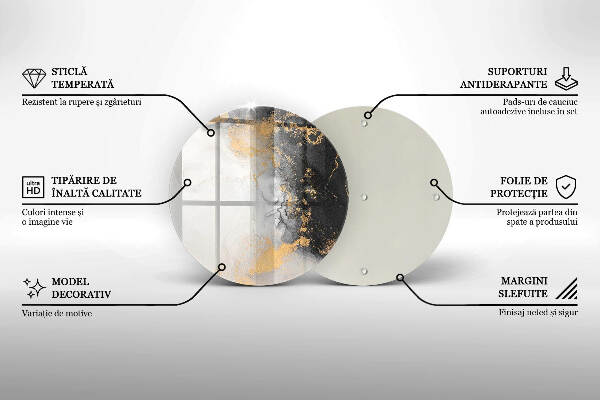 Sottobicchiere in vetro per candele tombali con motivo astratto impreziosito da dettagli dorati