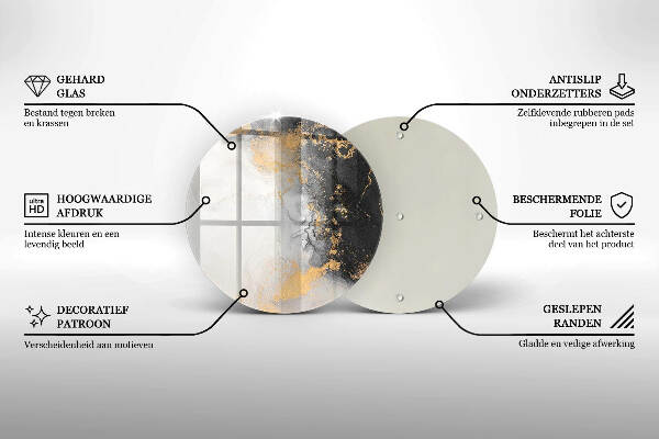 Sottobicchiere in vetro per candele tombali con motivo astratto impreziosito da dettagli dorati