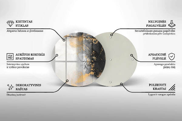 Sottobicchiere in vetro per candele tombali con motivo astratto impreziosito da dettagli dorati