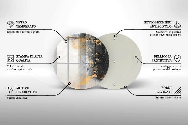 Sottobicchiere in vetro per candele tombali con motivo astratto impreziosito da dettagli dorati