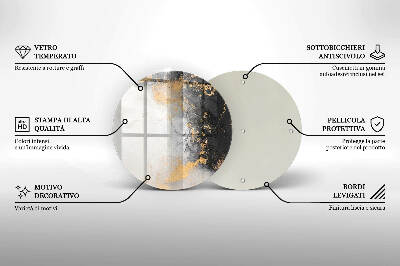 Sottobicchiere in vetro per candele tombali con motivo astratto impreziosito da dettagli dorati