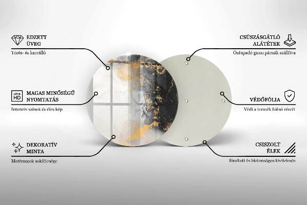 Sottobicchiere in vetro per candele tombali con motivo astratto impreziosito da dettagli dorati